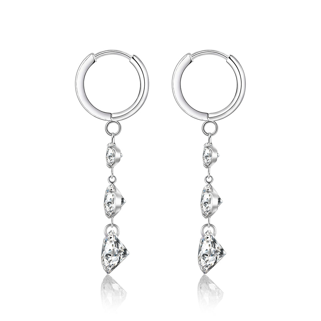 Top-quality Moissanite Luxury And Fashionable Light Luxury Jewelry Silver Stud Earrings S925 Silver Plated Platinum