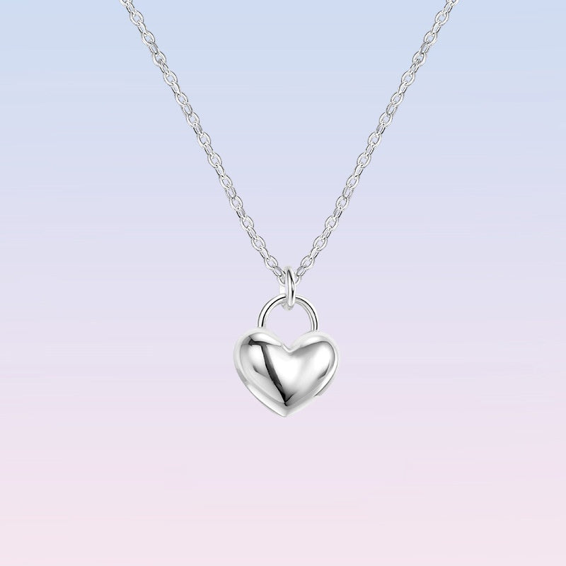 Stylish Sterling Silver Heart Pendant Necklace With A Smooth Finish