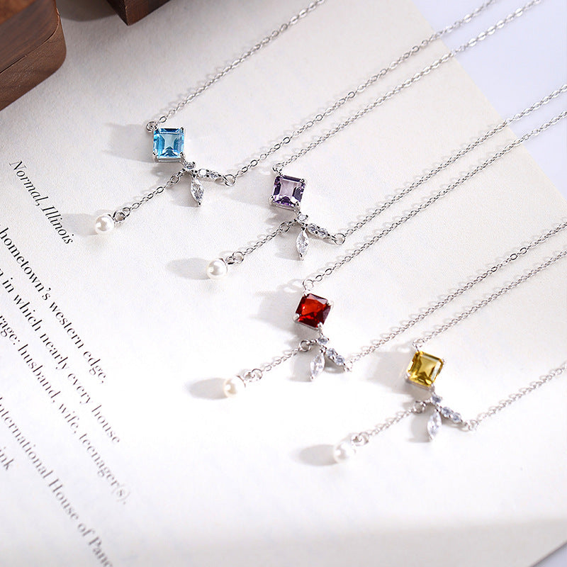 Natural Crystal Topaz Sterling Silver Necklace