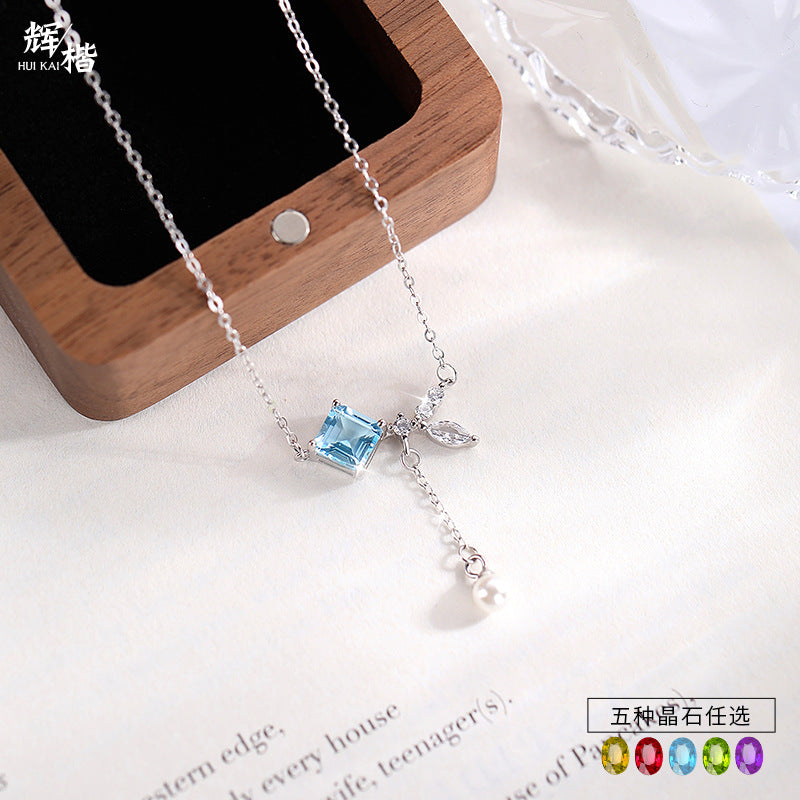 Natural Crystal Topaz Sterling Silver Necklace