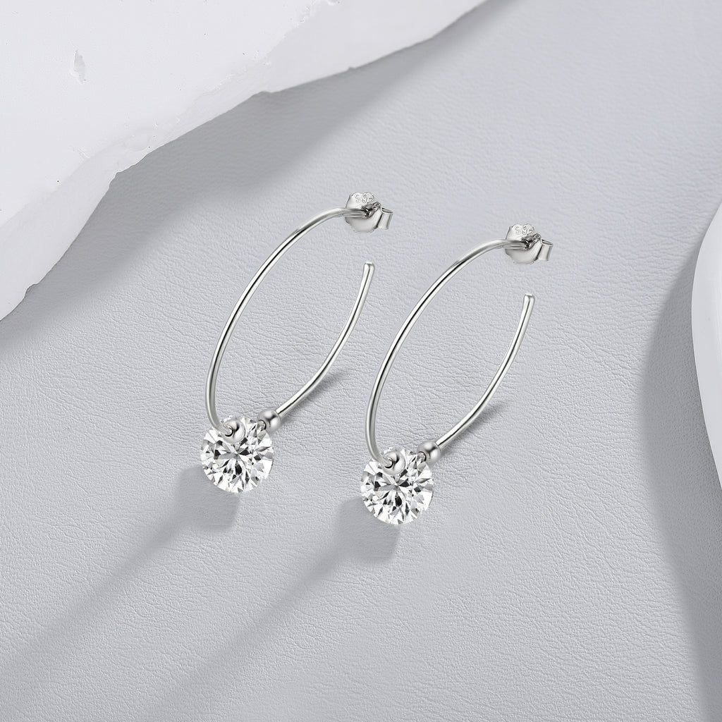 Top-quality Moissanite Luxury And Fashionable Light Luxury Jewelry Silver Stud Earrings S925 Silver Plated Platinum