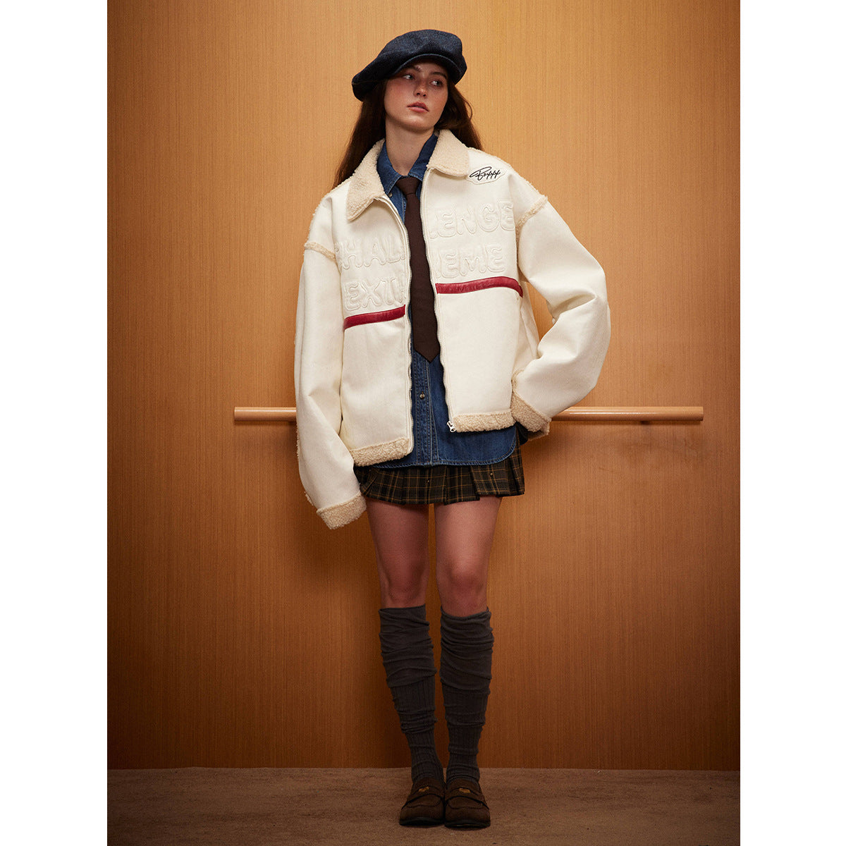 Lamb Fur Coat Cotton-padded Coat Fur Collar Coat