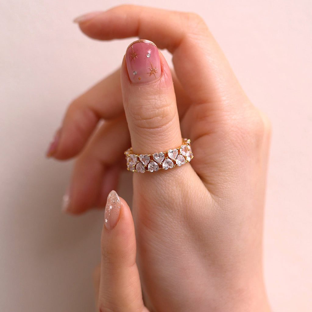 Chunky Heart Sparkle Adjustable Ring