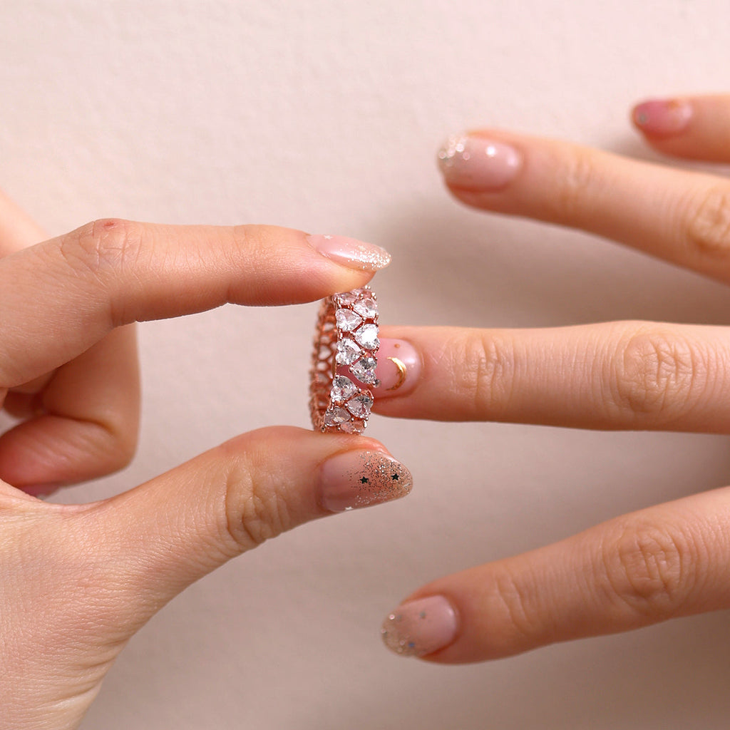 Chunky Heart Sparkle Adjustable Ring