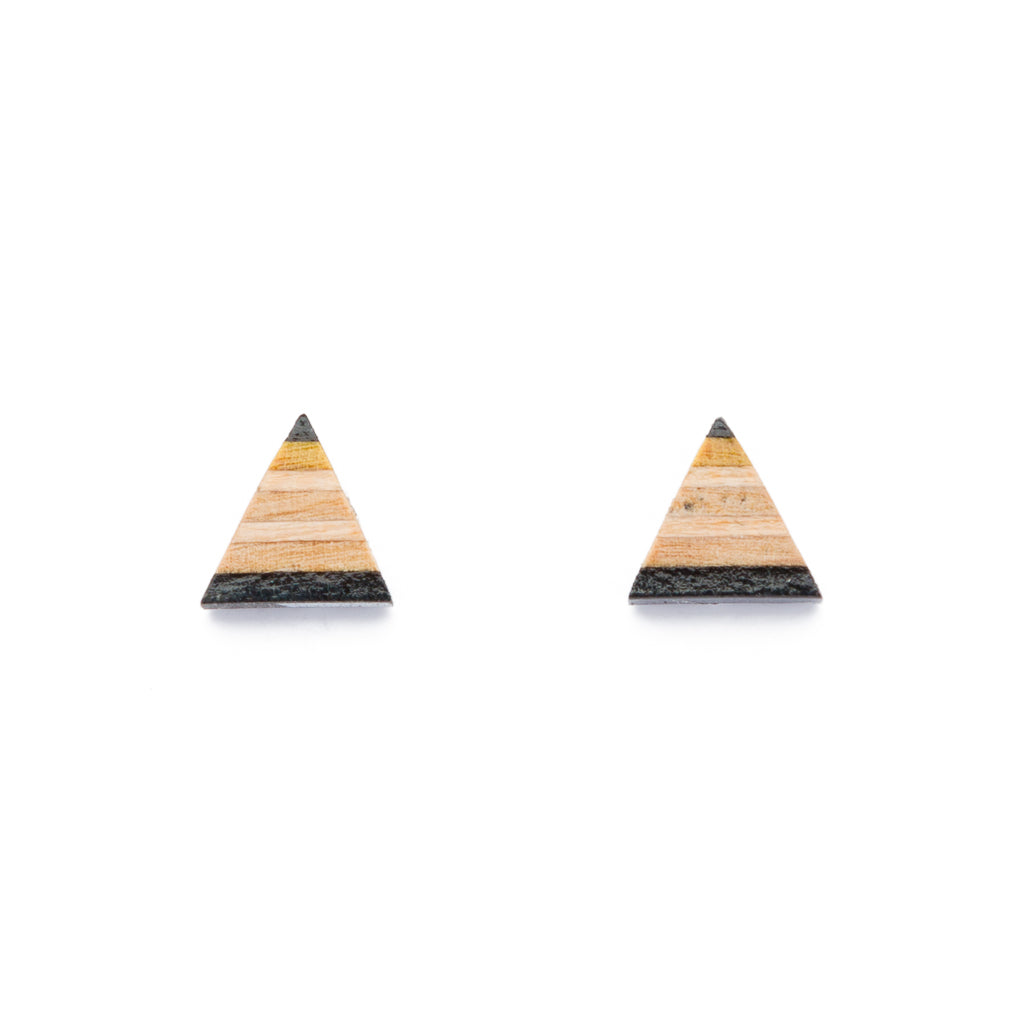 Triangle Recycled Skateboard Stud Earrings-1