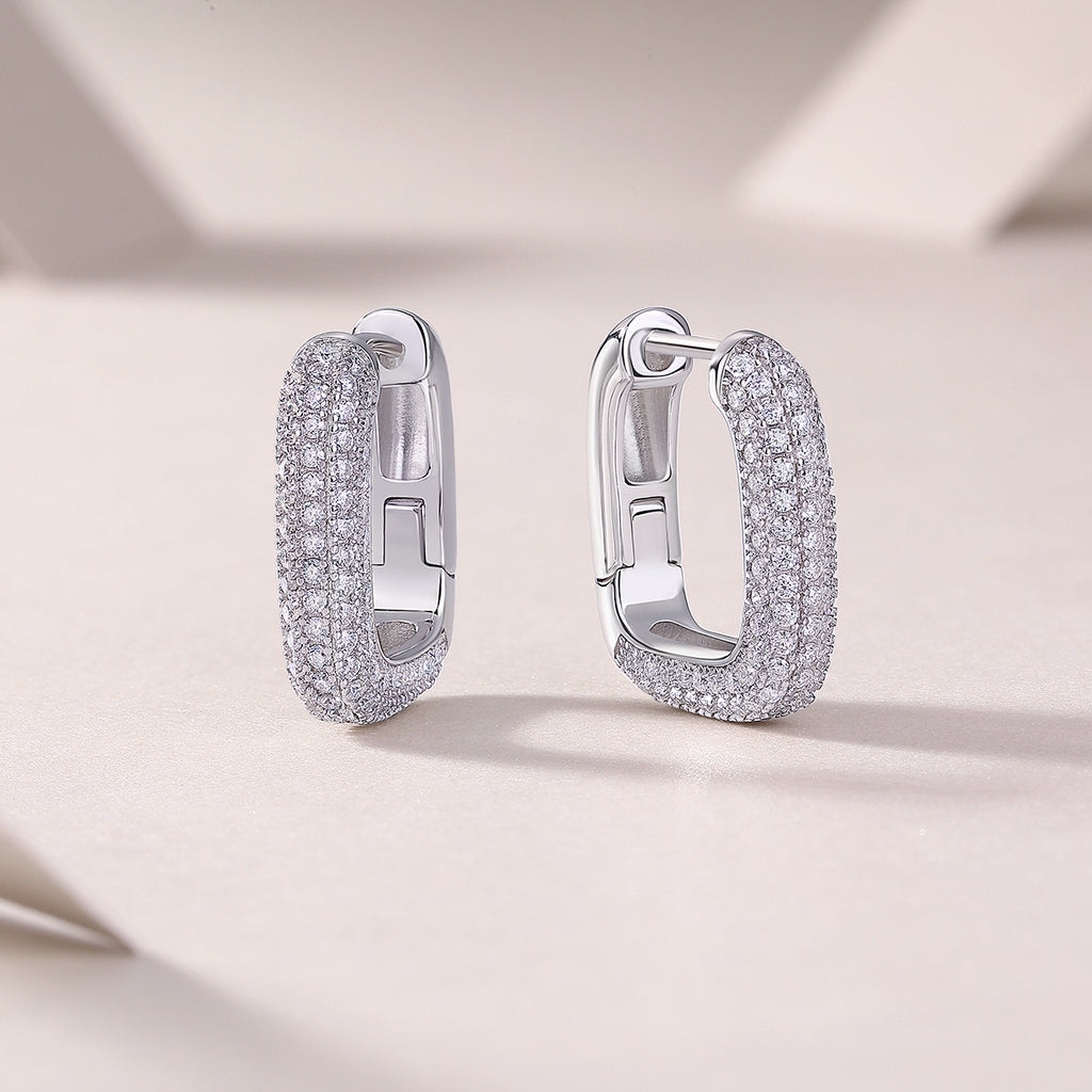 Top-quality Moissanite Luxury And Fashionable Light Luxury Jewelry Silver Stud Earrings S925 Silver Plated Platinum