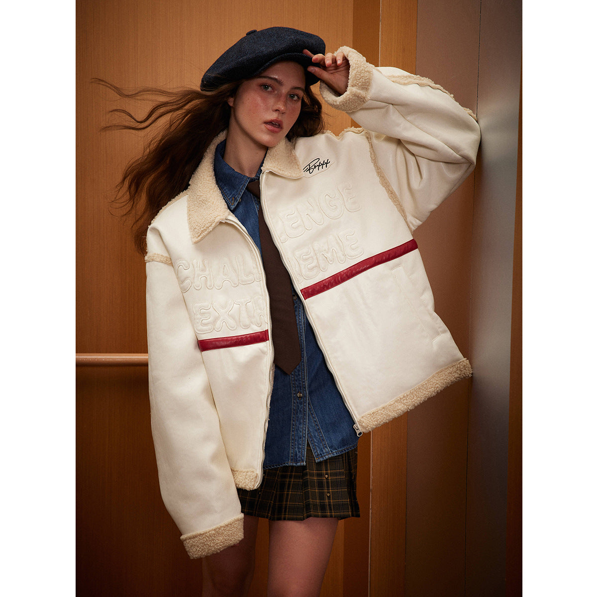 Lamb Fur Coat Cotton-padded Coat Fur Collar Coat