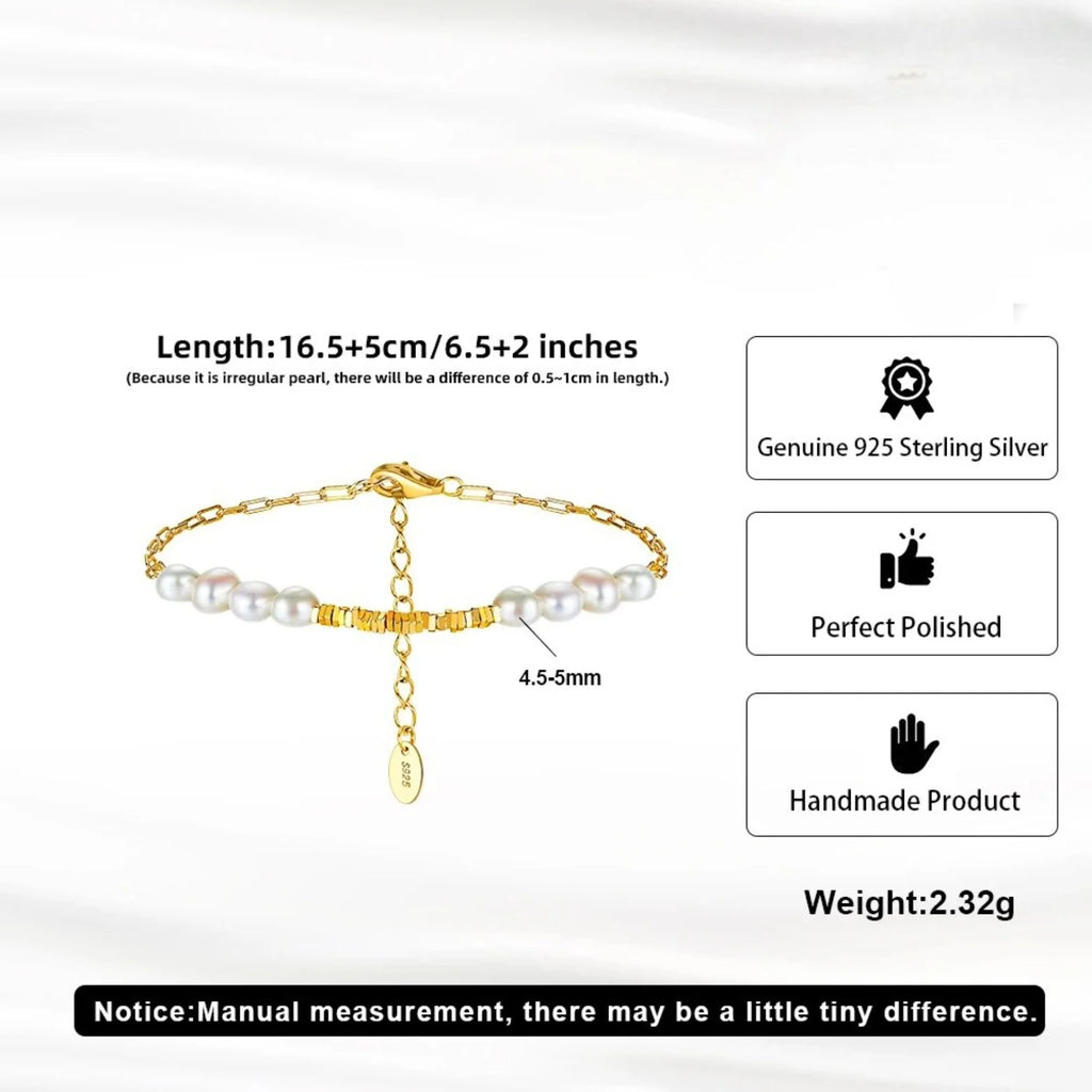 Minimalist Baroque Freshwater Pearl Bracelet – 14K Gold Plated 925 Silver